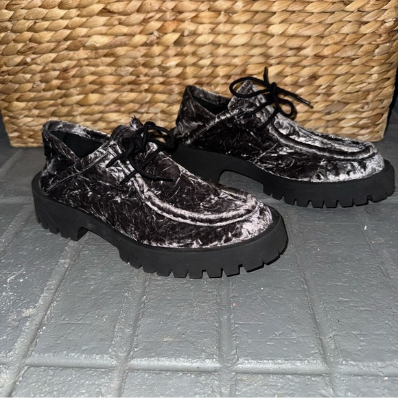 Free People Convertible Velvet Oxford Mule 37 6.5 7 Washed Black Whimsigoth - Picture 3 of 11